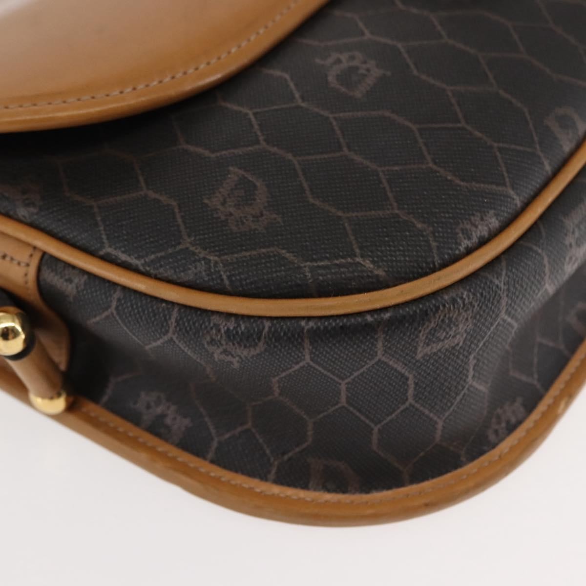 Christian Dior Vintage Honeycomb Shoulder Bag Canvas And Leather Brown Canvas Shoulder Bag Bag (Pre-Owned)