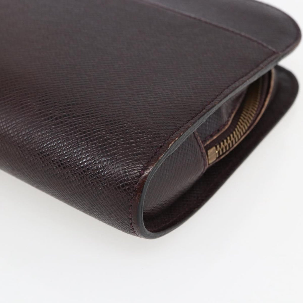 Louis Vuitton Pochette Baikal Clutch Taiga Leather Burgundy Leather Clutche & Pouche Bag