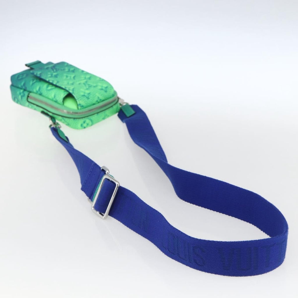 Louis Vuitton Double Phone Pouch Nm Monogram Shadow Leather Green Leather Clutche & Pouche Bag