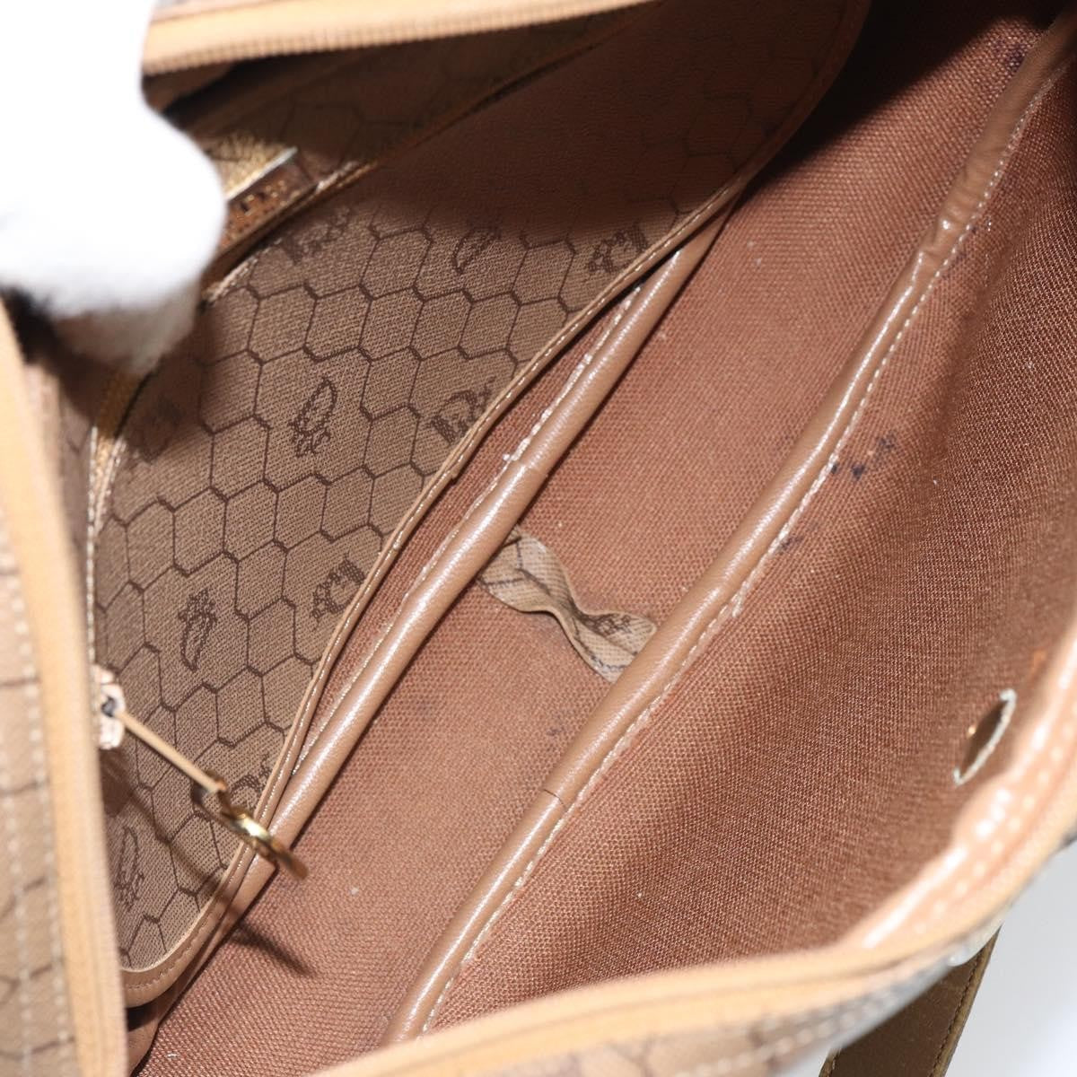 Christian Dior Vintage Honeycomb Shoulder Bag Canvas And Leather Beige Canvas Shoulder Bag Bag (Pre-Owned)
