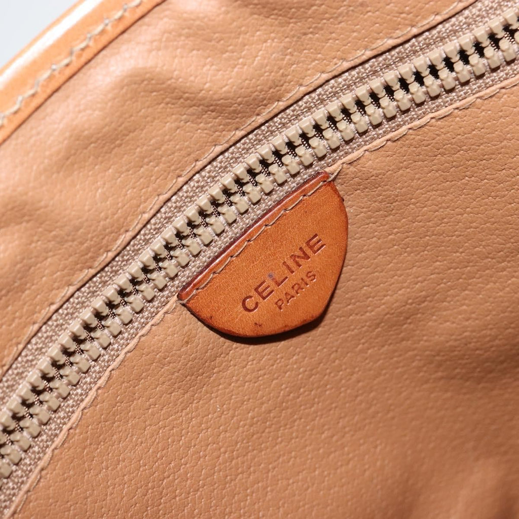 Celine Macadam Shoulder Bag Pvc Leather Beige Canvas Bag