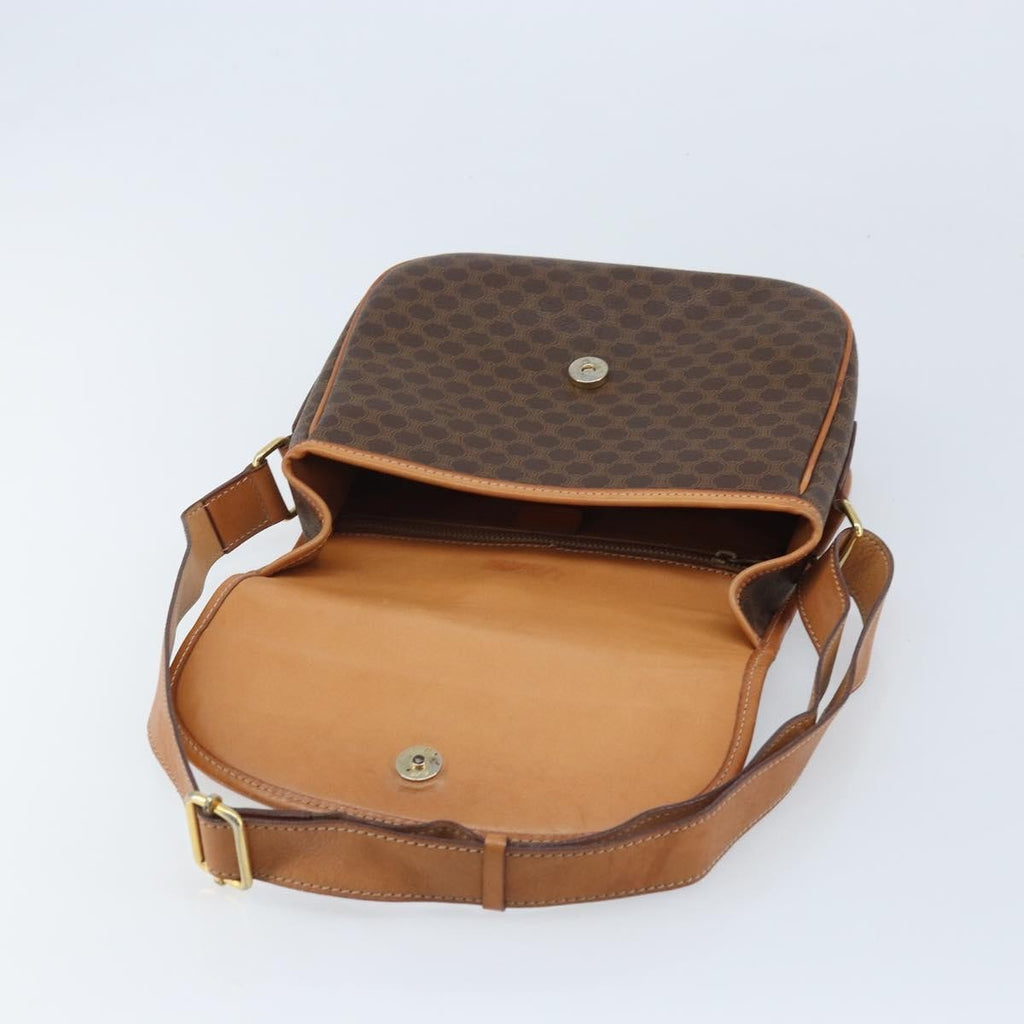 Celine Vintage Macadam Shoulder Bag Canvas And Leather Brown Canvas Shoulder Bag Bag