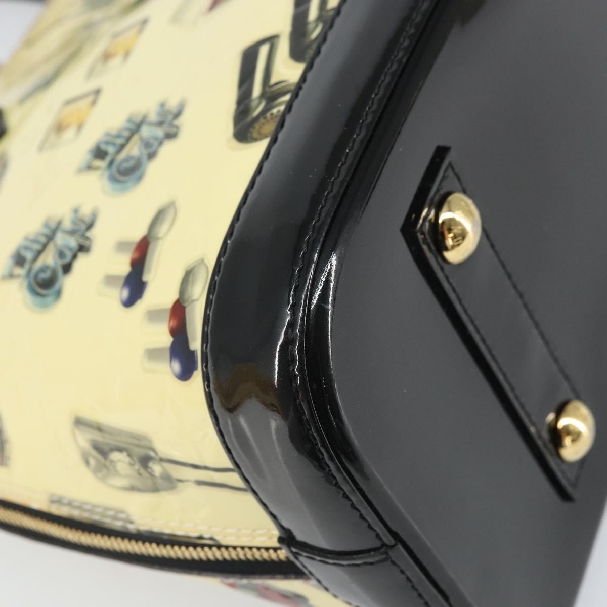 Louis Vuitton Alma Handbag Limited Edition Stickers Monogram Vernis White Patent_Leather Handbag