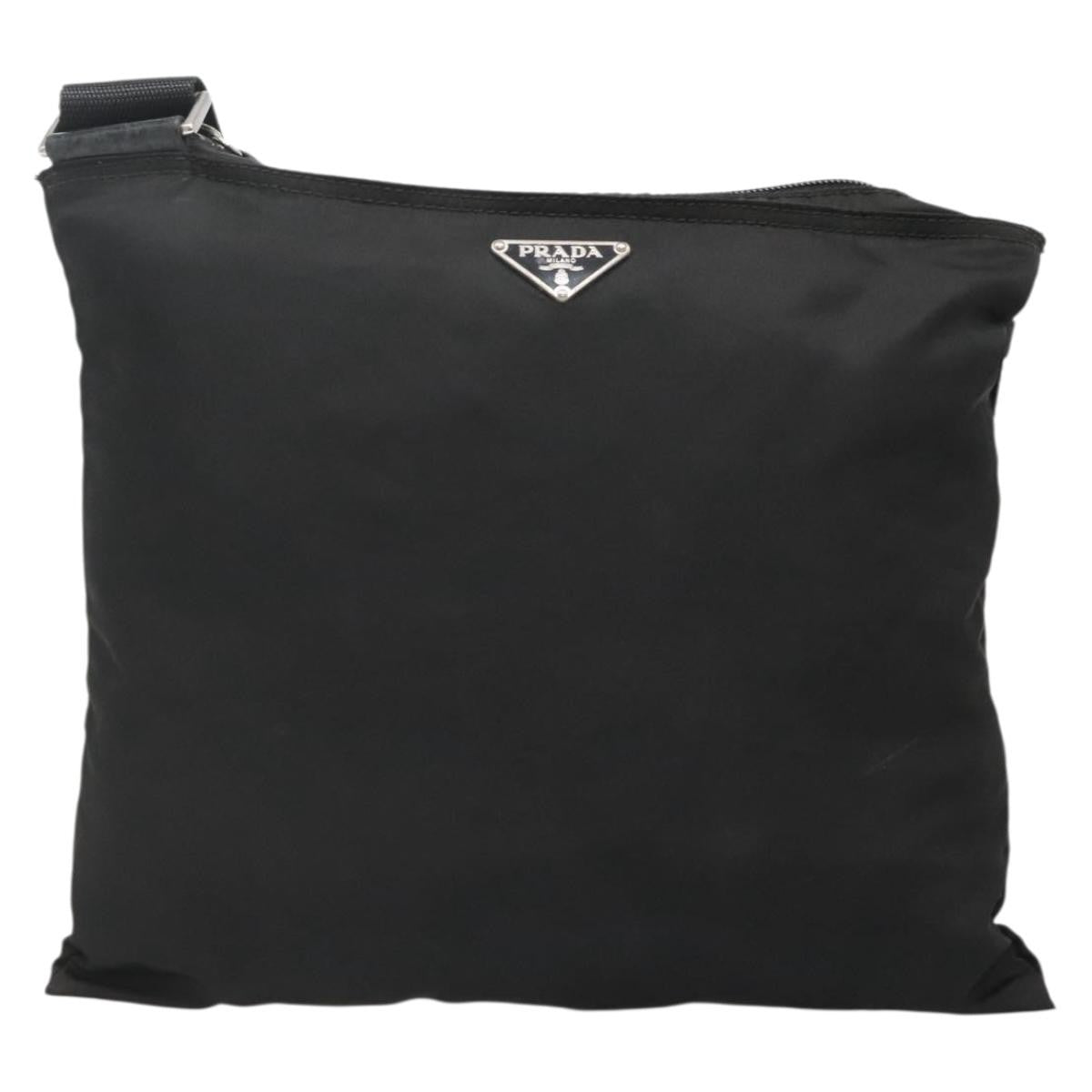 Prada Flat Messenger Bag Tessuto Black Nylon Shoulder Bag Bag