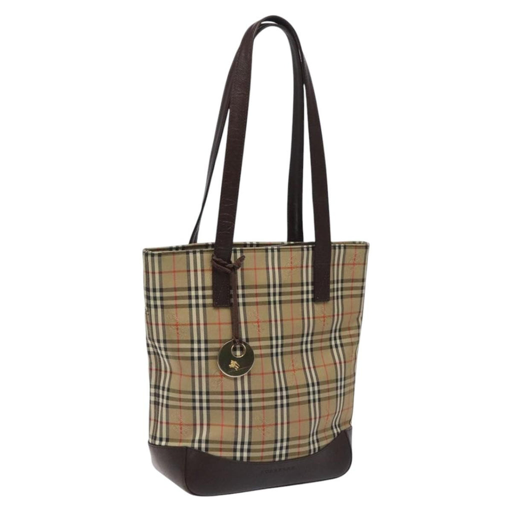 Burberry Nova Check Tote Canvas And Leather Beige Canvas Tote Bag