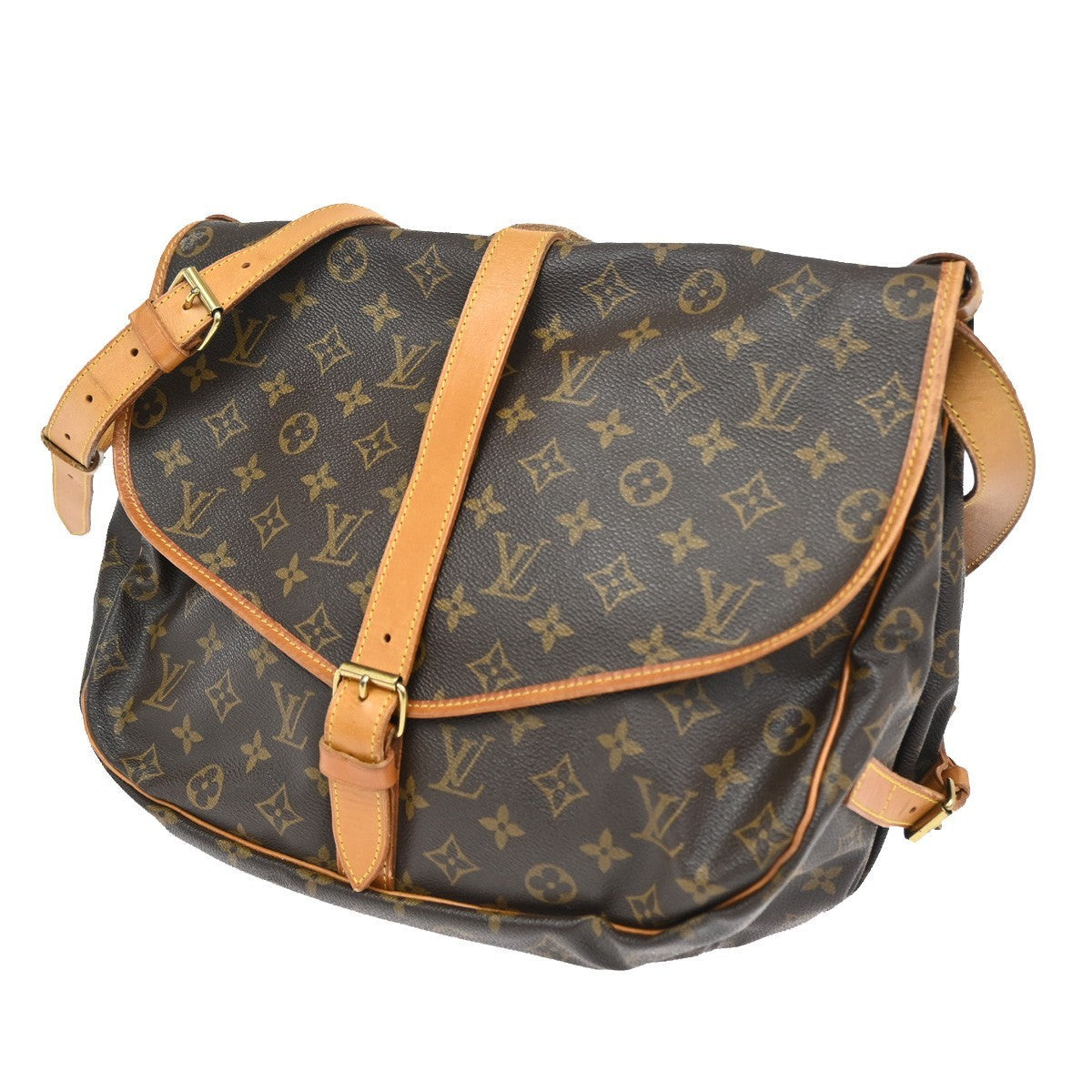 Louis Vuitton Saumur Handbag Monogram Canvas Brown Canvas Shoulder Bag