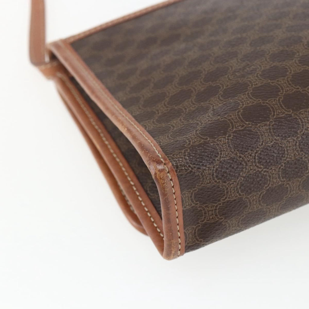 Celine Vintage Macadam Shoulder Bag Canvas And Leather Brown Canvas Shoulder Bag Bag