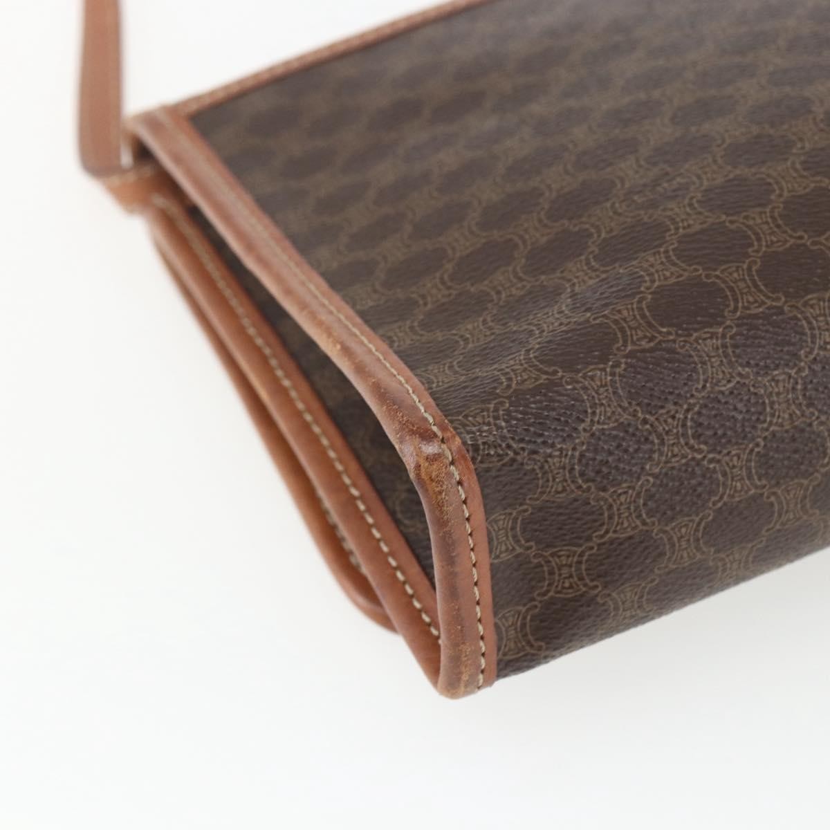 Celine Vintage Macadam Shoulder Bag Canvas And Leather Brown Canvas Shoulder Bag Bag