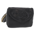 Chanel Chain Envelope Belt Bag Quilted Calfskin Black Leather Clutche & Pouche Bag