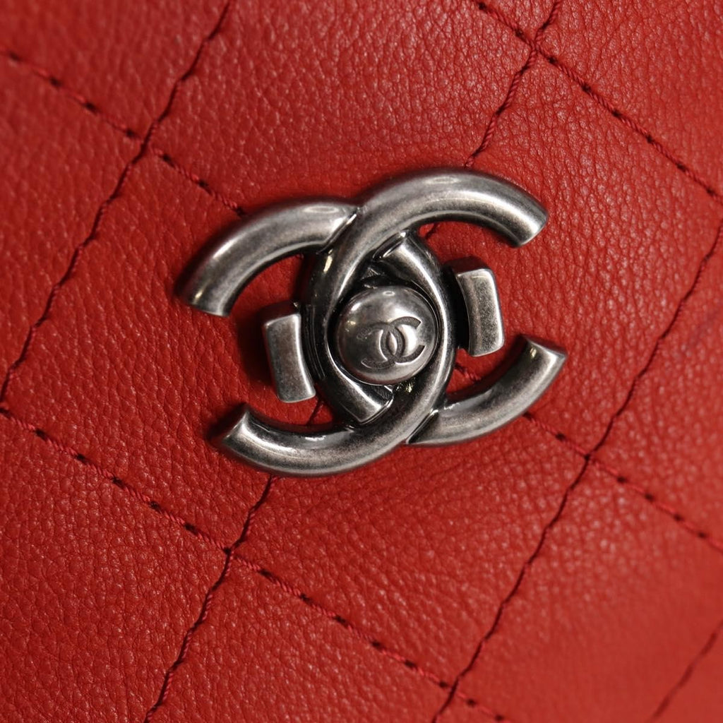 Chanel Shopping Tote Quilted Caviar Orange Leather Shoulder Bag Bag