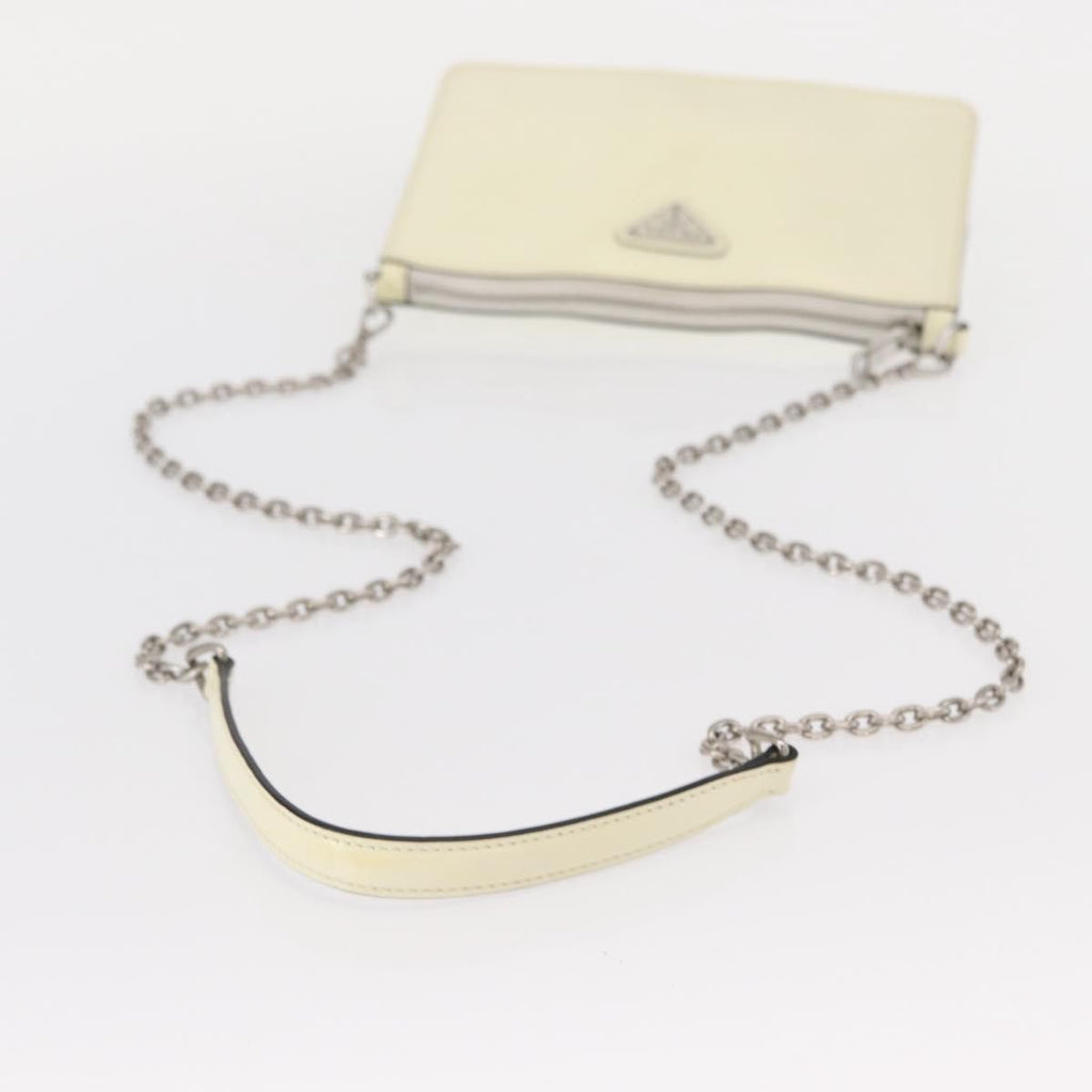 Prada Chain Crossbody Bag Vernice Saffiano Leather White Leather Shoulder Bag Bag