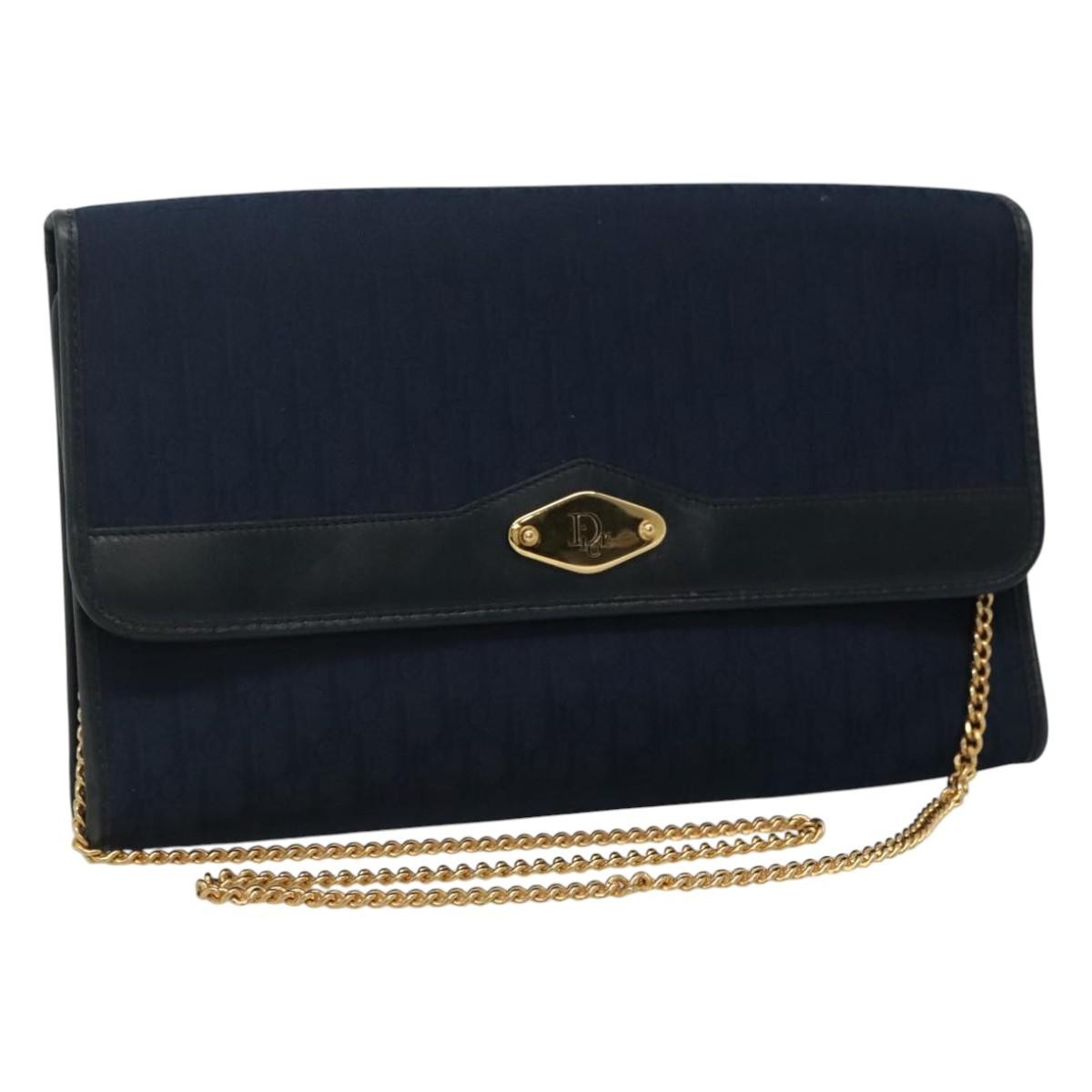 Christian Dior Vintage Trotter Shoulder Bag Canvas Navy Canvas Shoulder Bag Bag (Pre-Owned)