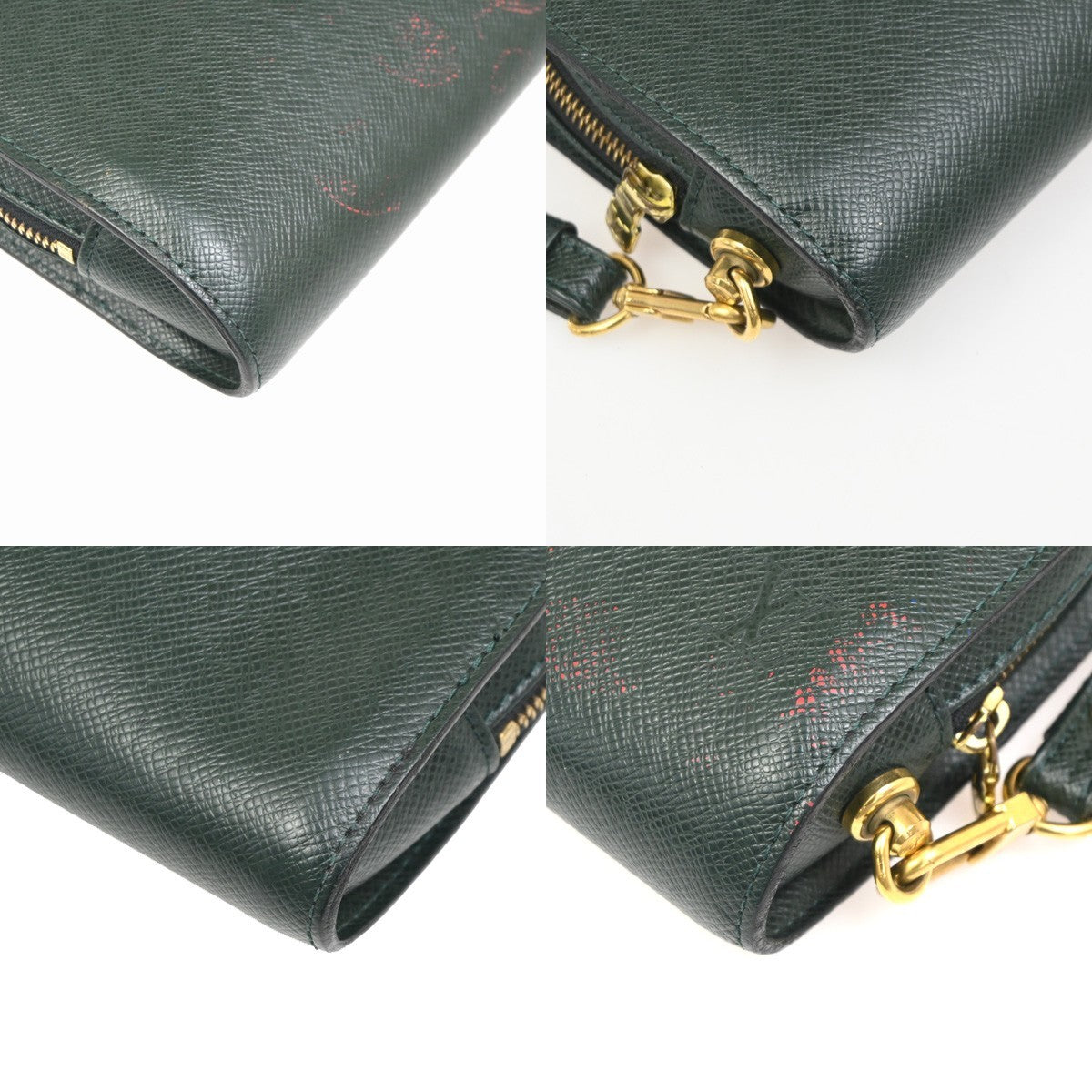 Louis Vuitton Pochette Baikal Clutch Taiga Leather Green Leather Clutche & Pouche Bag