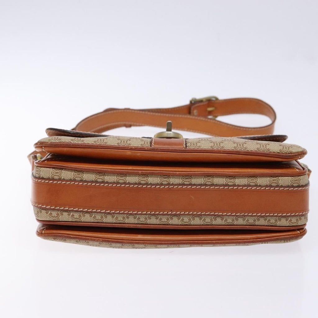 Celine Vintage Macadam Shoulder Bag Canvas And Leather Beige Canvas Bag