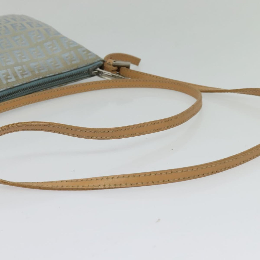 Fendi Vintage Flat Crossbody Bag Zucchino Canvas Blue Canvas Shoulder Bag Bag