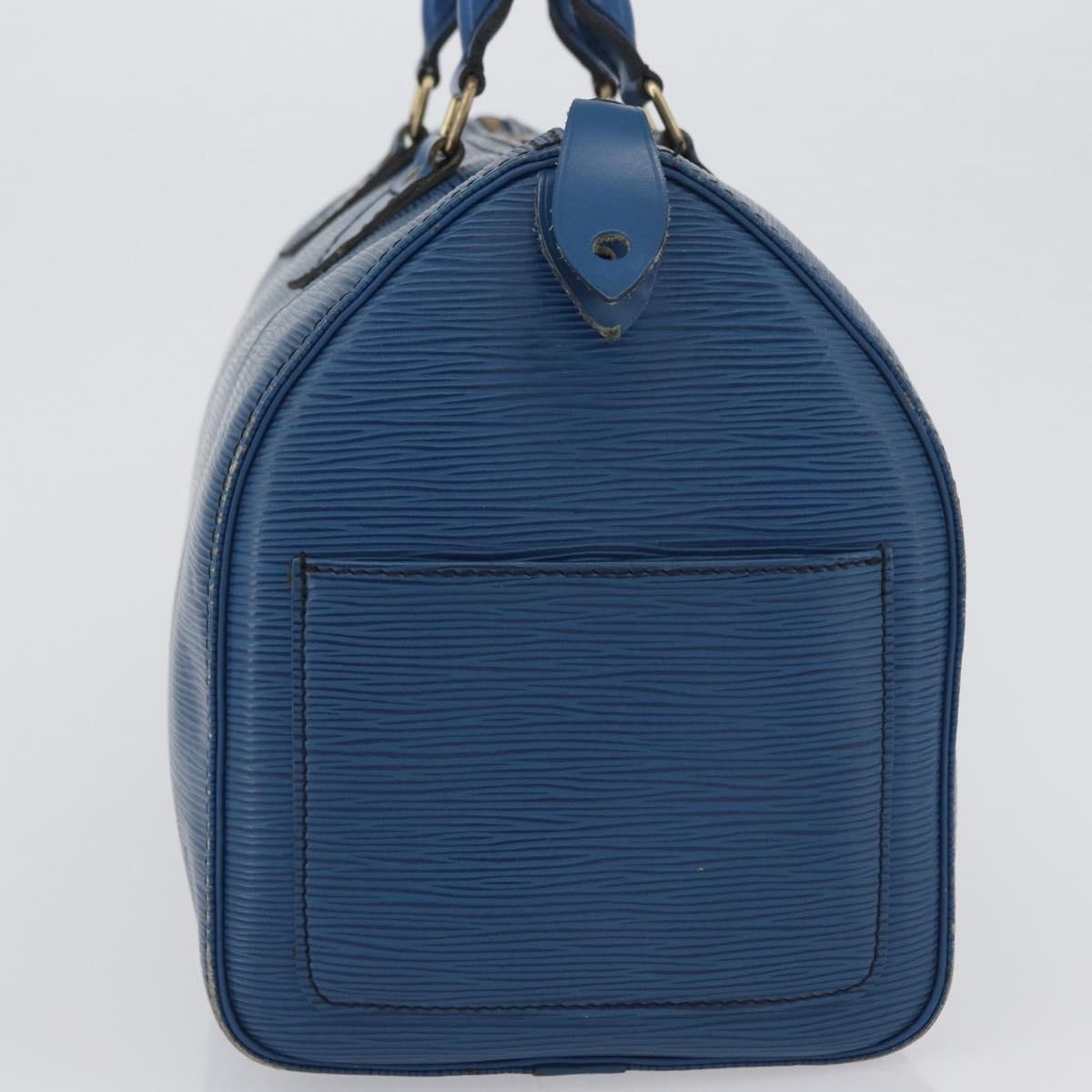 Louis Vuitton Speedy Handbag Epi Leather Blue Leather Handbag