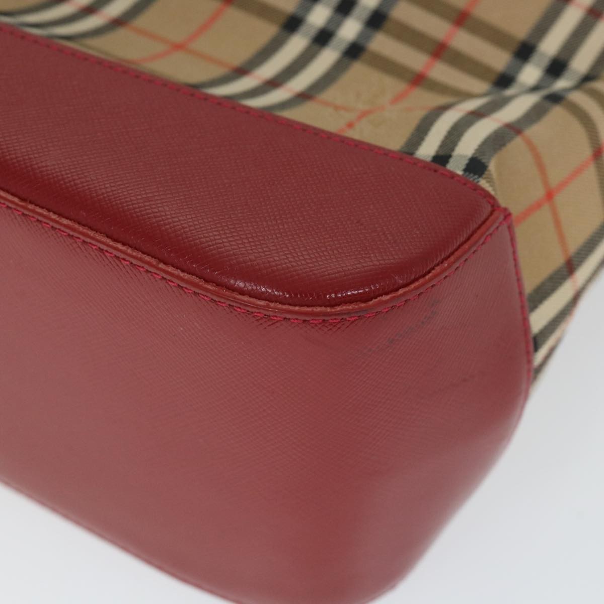 Burberry Nova Check Handbag Leather And Nylon Beige Nylon Handbag