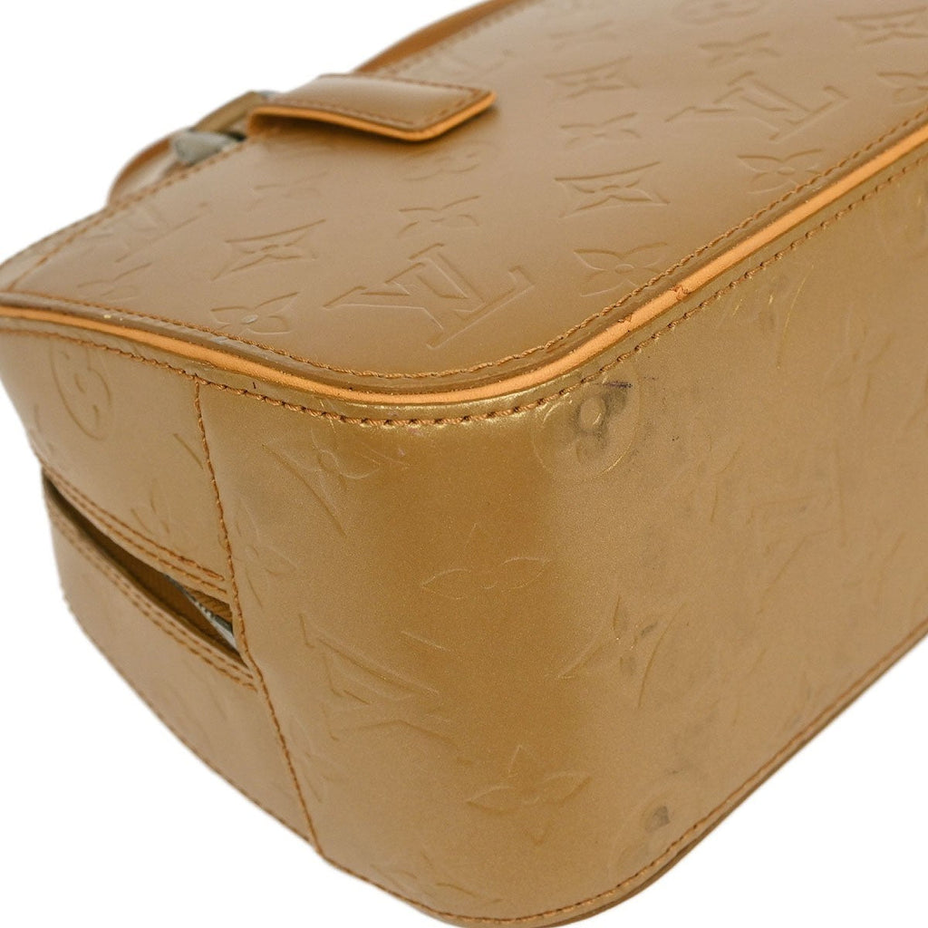 Louis Vuitton Mat Shelton Handbag Monogram Vernis Beige Leather Handbag