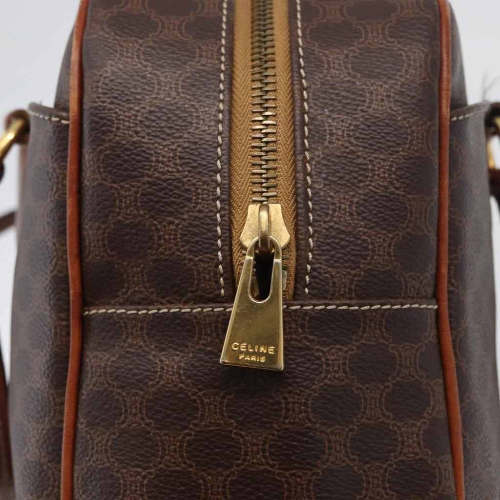 Celine Vintage Macadam Handbag Canvas And Leather Brown Canvas Handbag