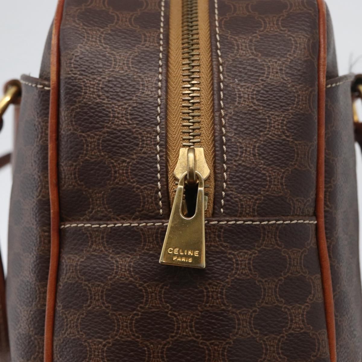 Celine Vintage Macadam Handbag Canvas And Leather Brown Canvas Handbag