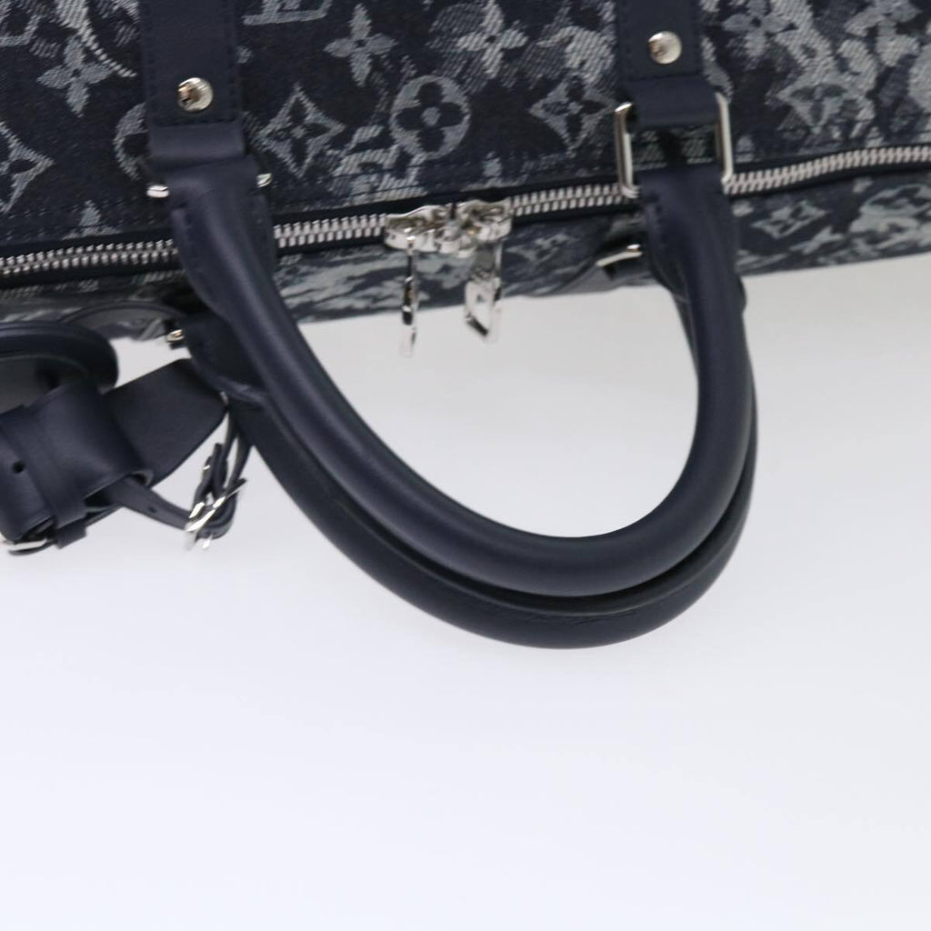 Louis Vuitton Keepall Bandouliere Bag Monogram Tapestry Canvas Navy Canvas Bag