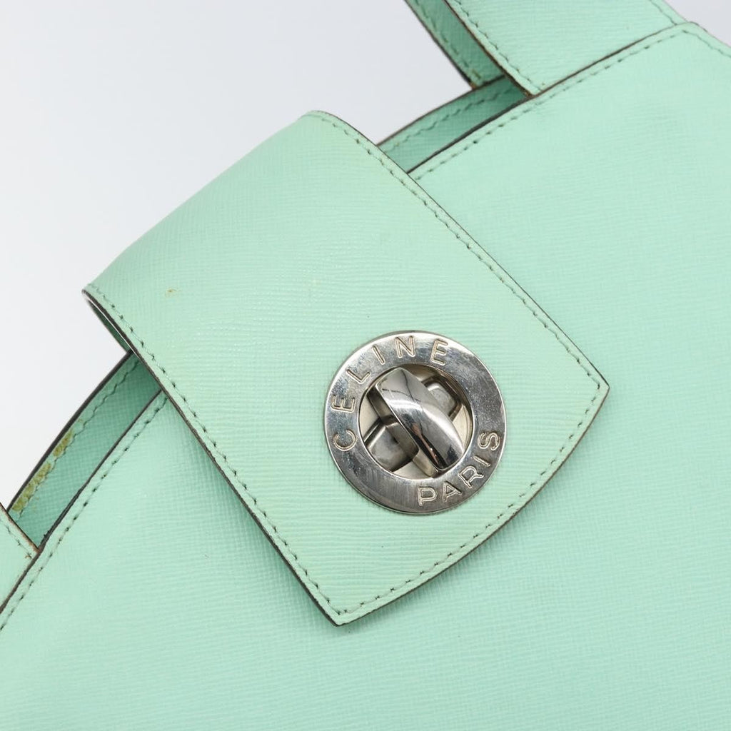 Celine Circle Logo Handbag Leather Green Leather Handbag