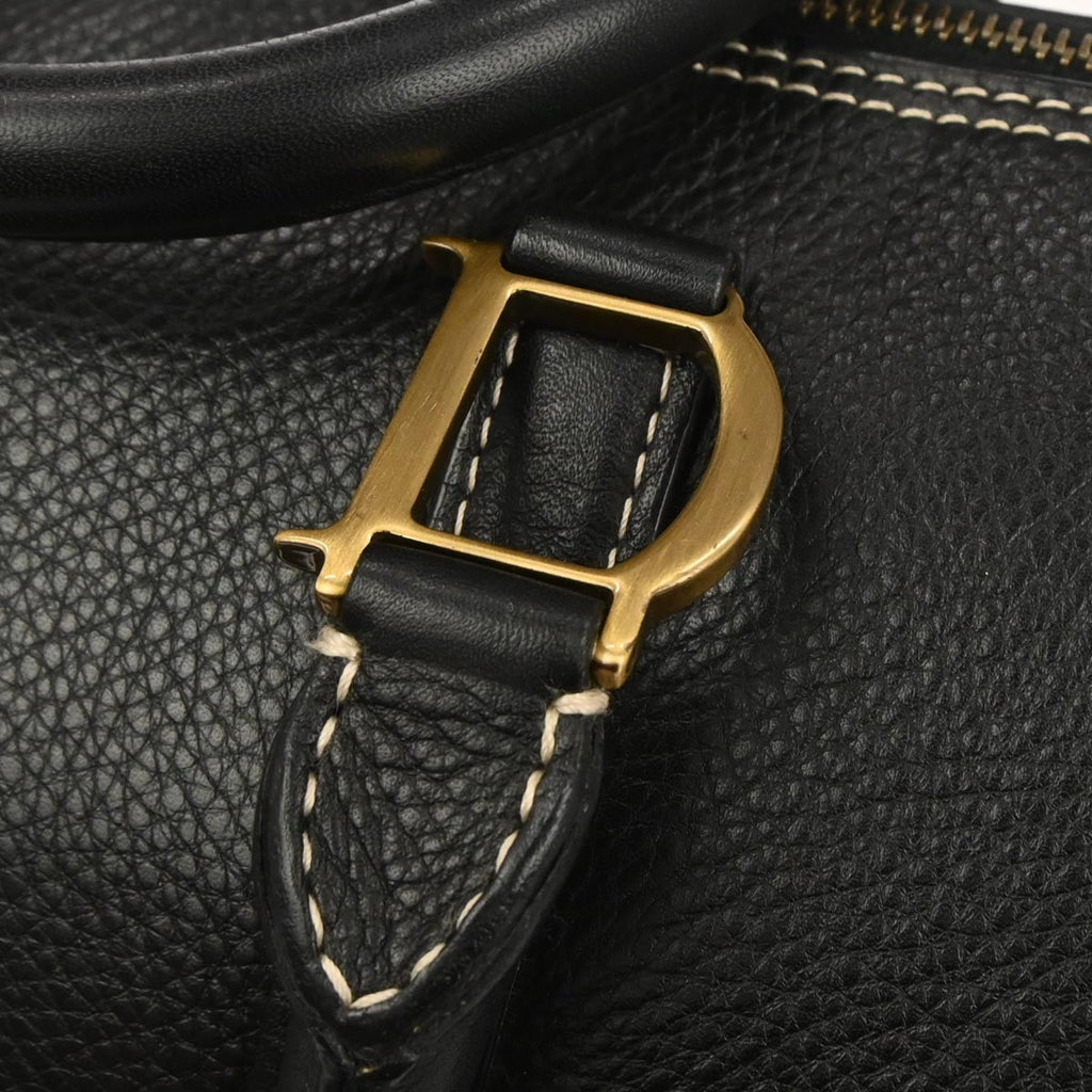 Christian Dior Vintage Handbag Leather Black Leather Handbag (Pre-Owned)