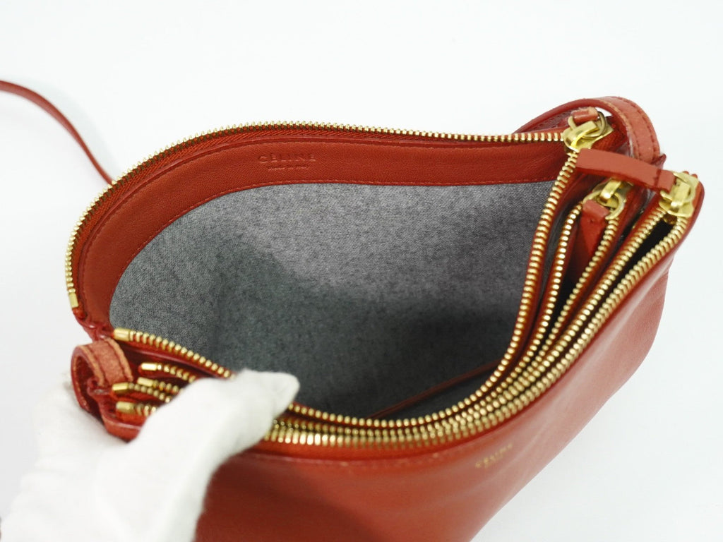 Celine Trio Crossbody Bag Leather Red Leather Shoulder Bag Bag