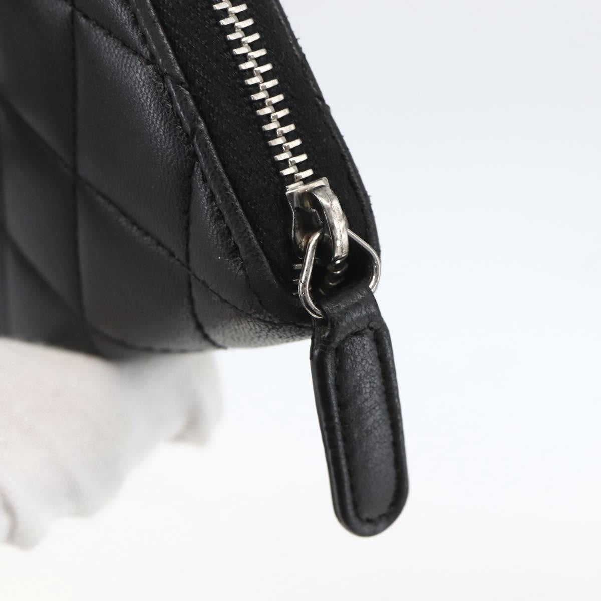 Chanel Zip Around Organizer Wallet Quilted Lambskin Black Leather Wallets Accessory
