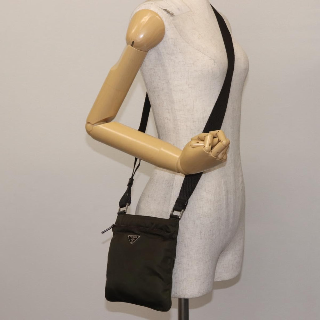Prada Front Pocket Messenger Bag Tessuto Khaki Nylon Shoulder Bag Bag