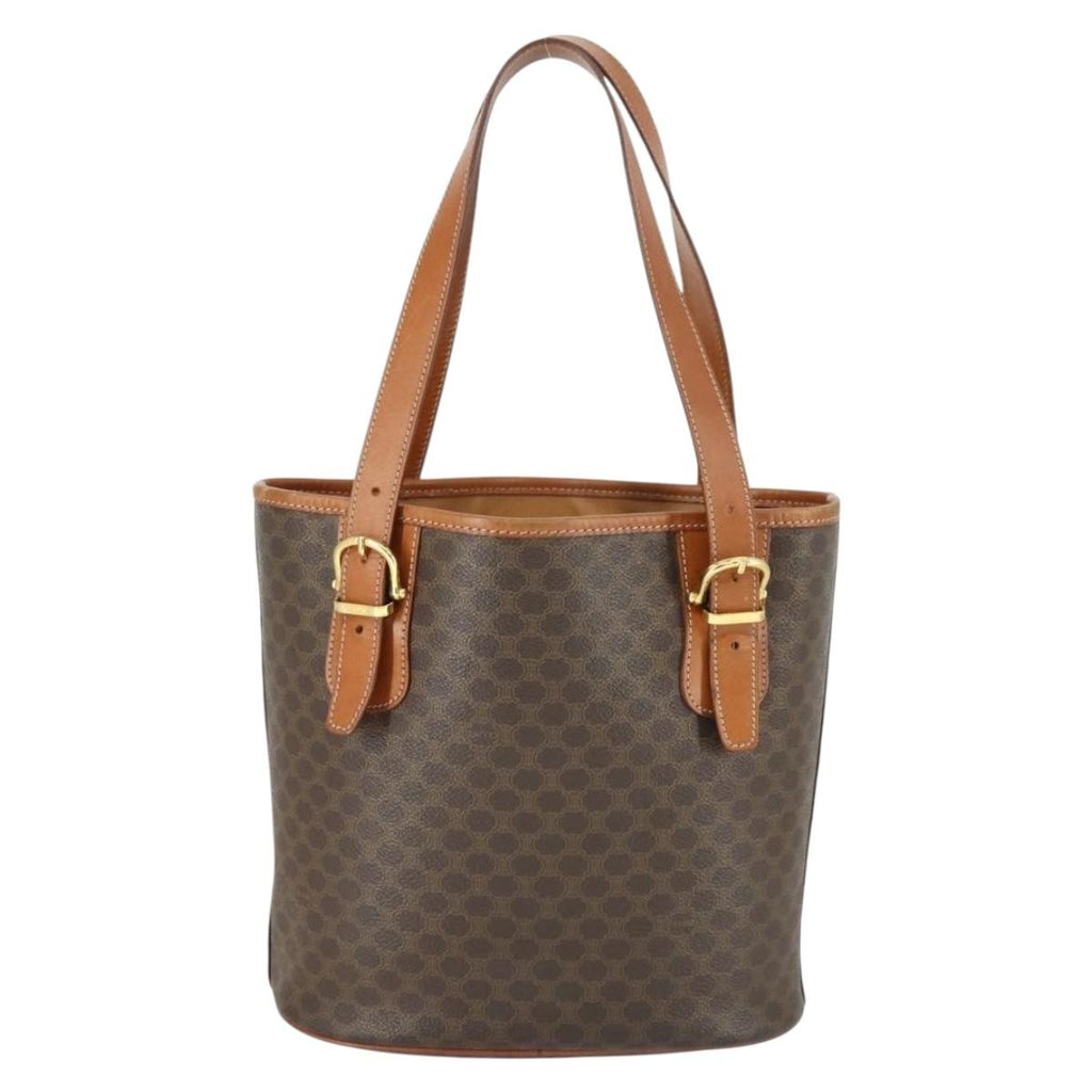 Celine Vintage Macadam Tote Bag Canvas And Leather Brown Canvas Handbag