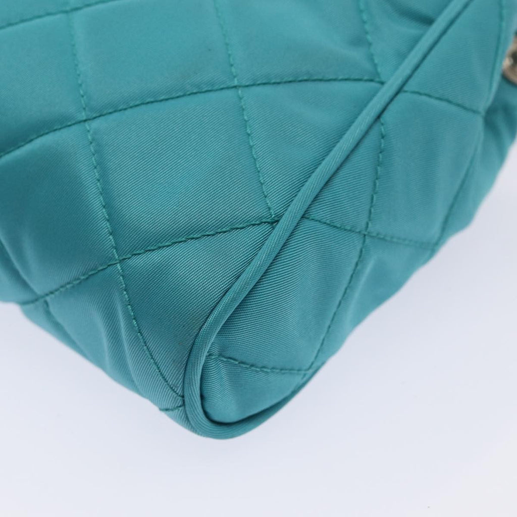 Prada Pushlock Chain Flap Bag Quilted Tessuto Turquoise Nylon Shoulder Bag Bag