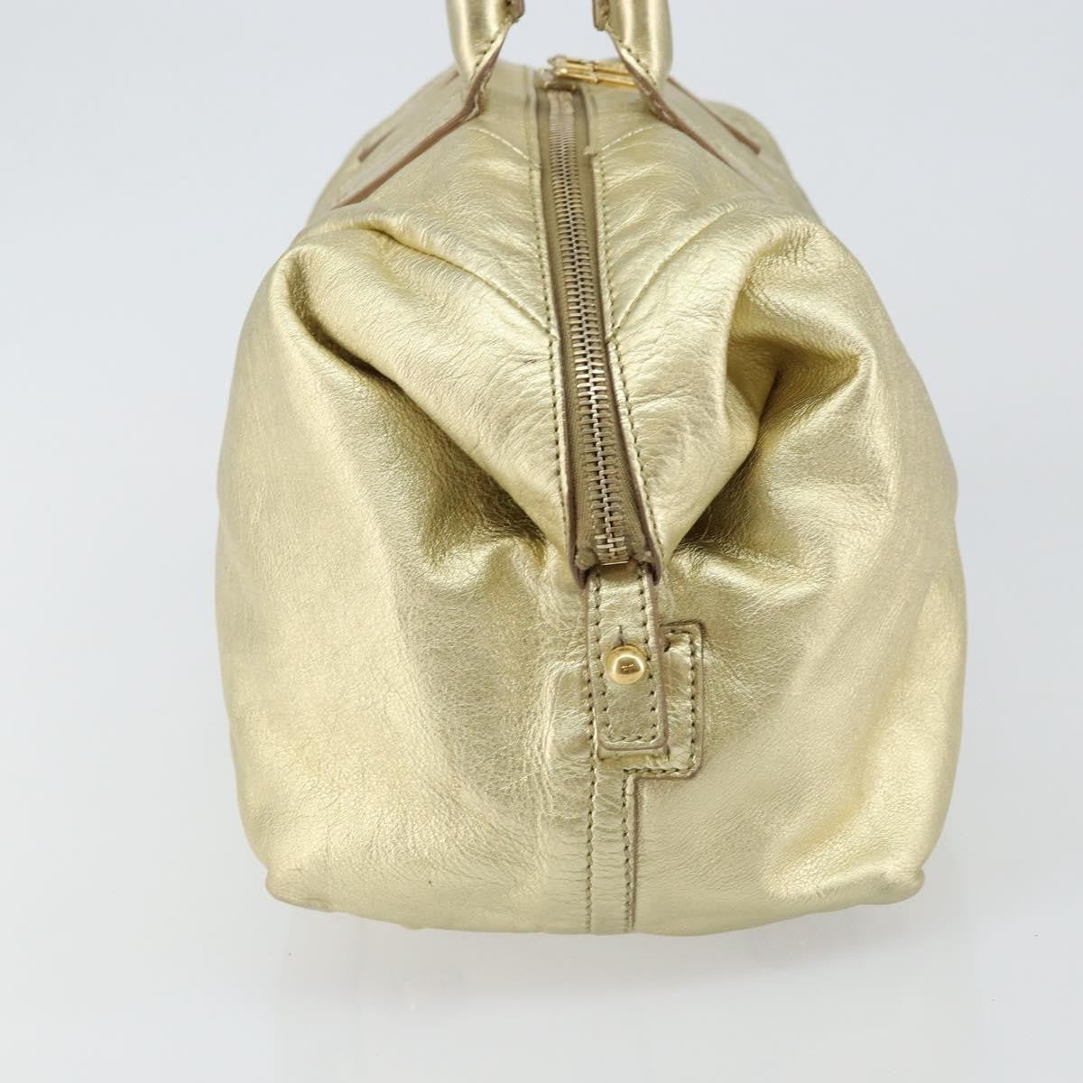 Saint Laurent Easy Y Bag Pebbled Leather Gold Leather Bag (Pre-Owned)