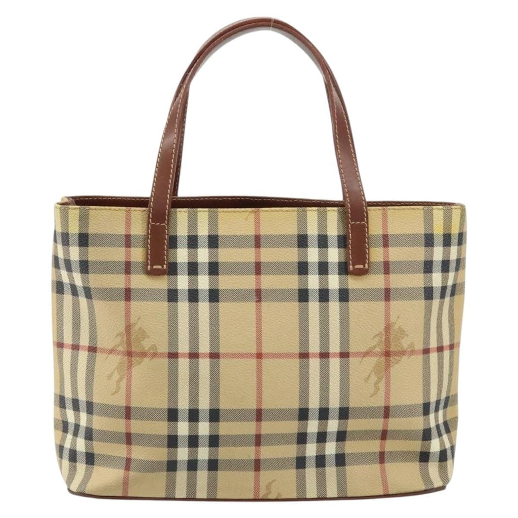 Burberry Top Handle Tote Haymarket Coated Canvas Beige Canvas Handbag