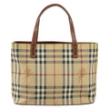 Burberry Top Handle Tote Haymarket Coated Canvas Beige Canvas Handbag