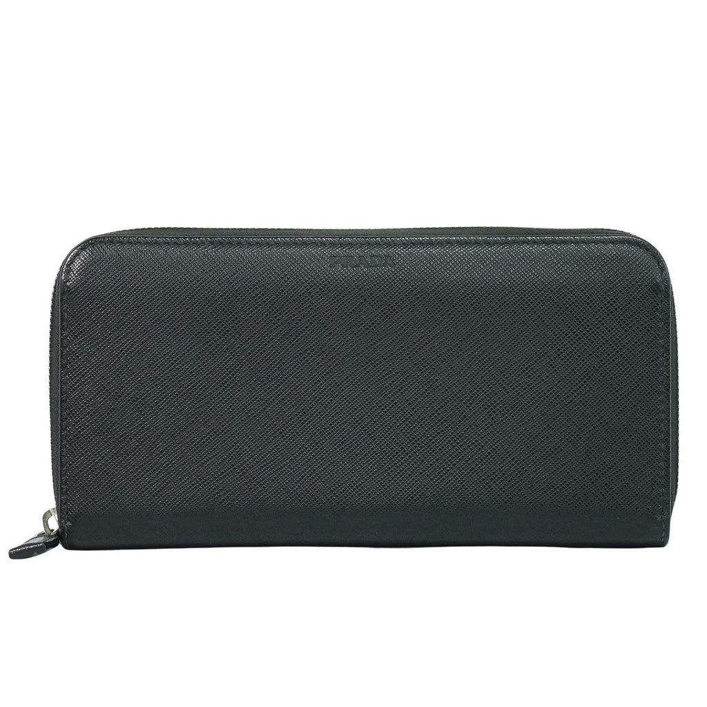 Prada Saffiano Wallet Leather Black Leather Wallets Accessory