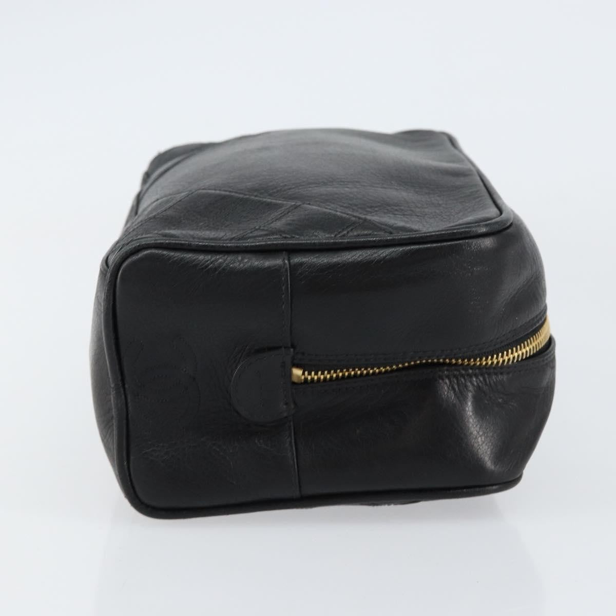 Chanel Vintage Toiletry Pouch Leather Black Leather Clutche & Pouche Bag