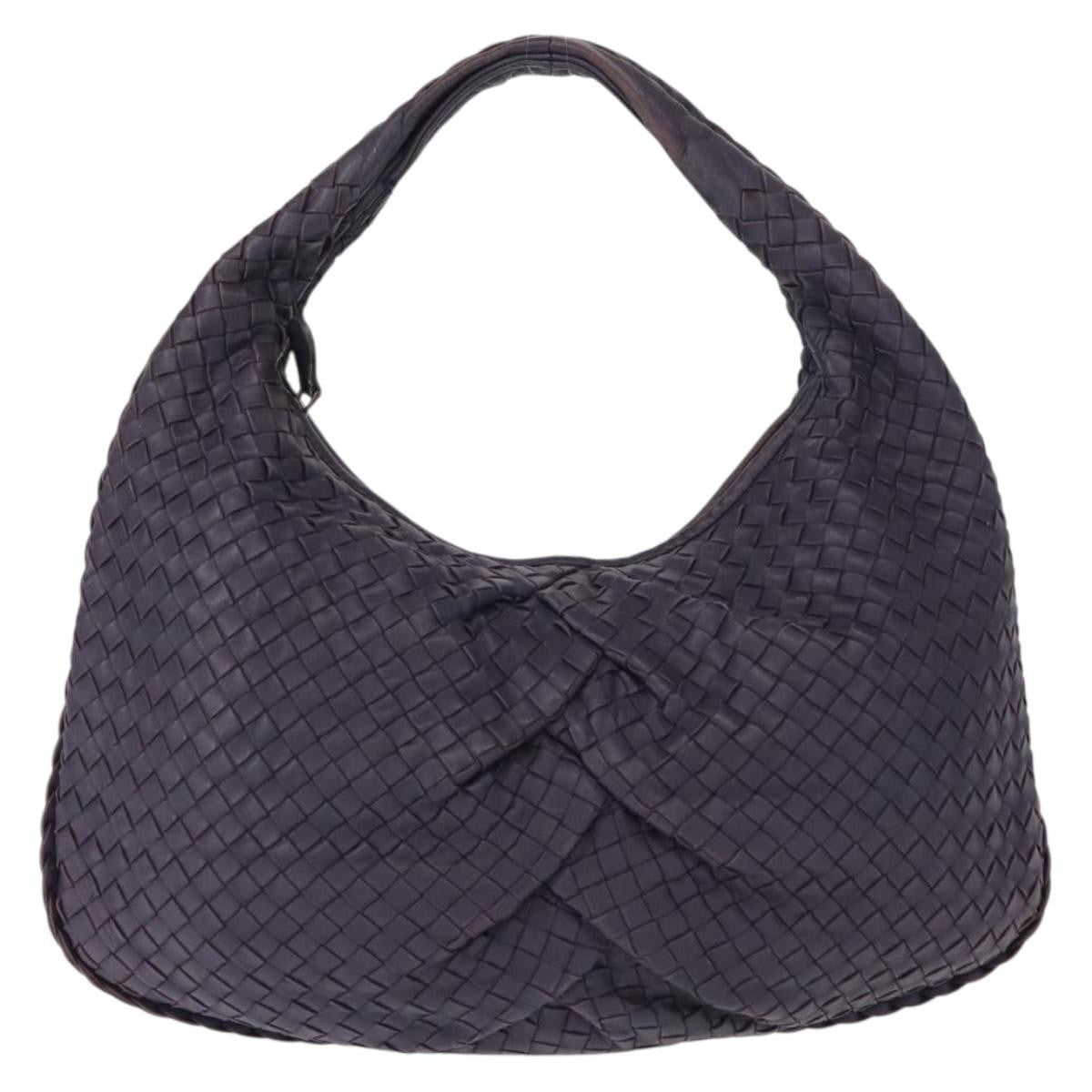 Bottega Veneta Veneta Hobo Pleated Intrecciato Nappa Purple Leather Shoulder Bag Bag