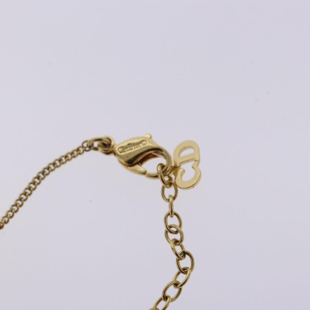 Christian Dior Vintage Logo Round Pendant Necklace Metal Gold Metal Jewelry (Pre-Owned)
