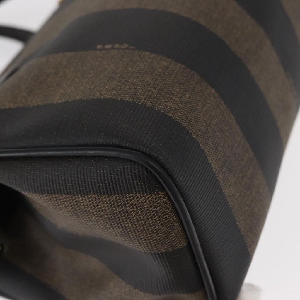 Fendi Vintage Pequin Convertible Boston Bag Coated Canvas Brown Canvas Travel Bag Bag