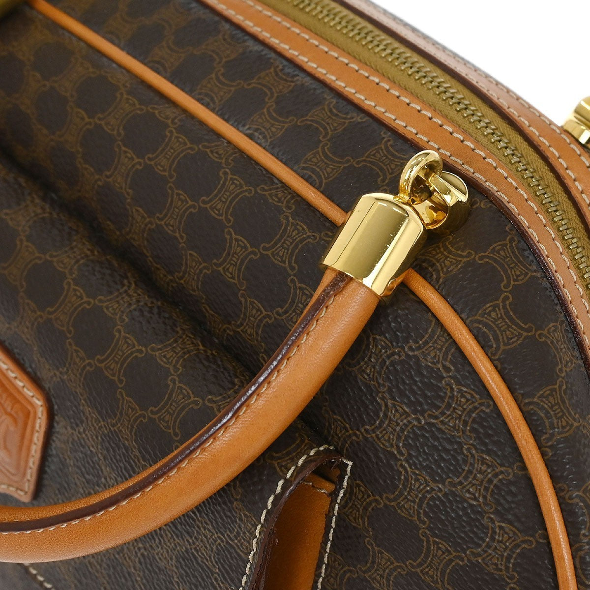 Celine C Macadam Handbag Canvas Brown Canvas Handbag