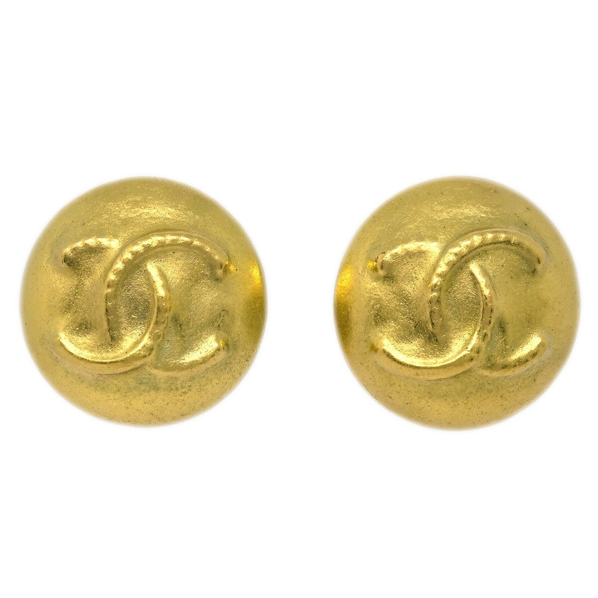 Chanel Vintage Cc Round Clip-On Earrings Metal Gold Gold_Plated Earrings Jewelry