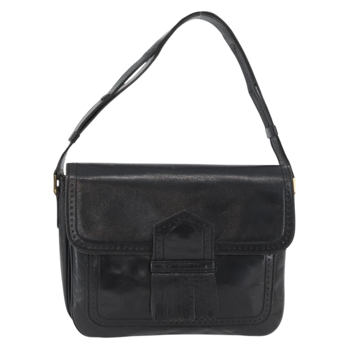 Saint Laurent Vintage Shoulder Bag Leather Black Leather Shoulder Bag Bag (Pre-Owned)