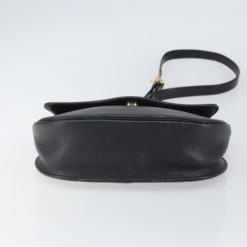 Christian Dior Vintage Cd Logo Shoulder Bag Leather Black Leather Shoulder Bag Bag (Pre-Owned)