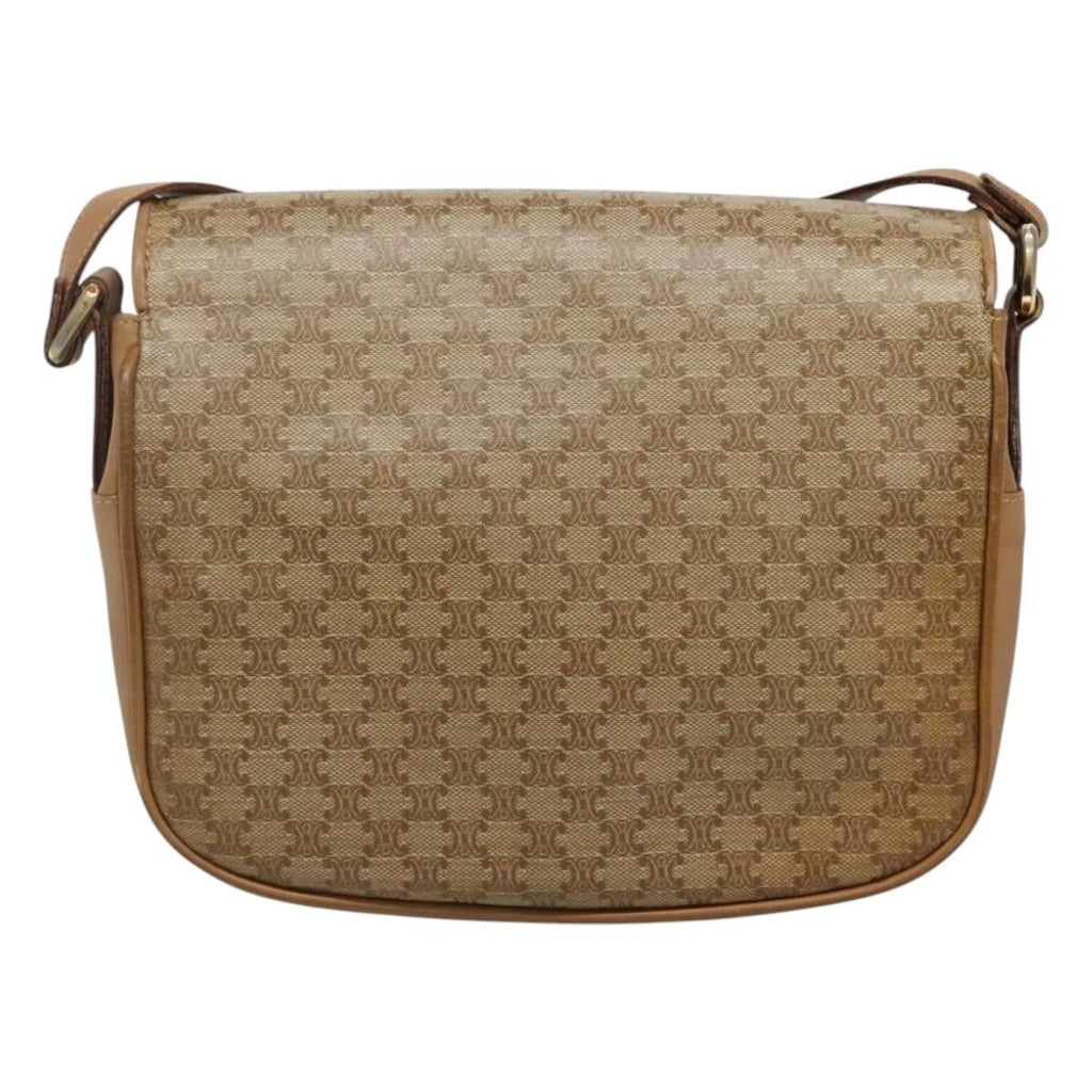 Celine Vintage Macadam Shoulder Bag Canvas And Leather Beige Canvas Shoulder Bag Bag