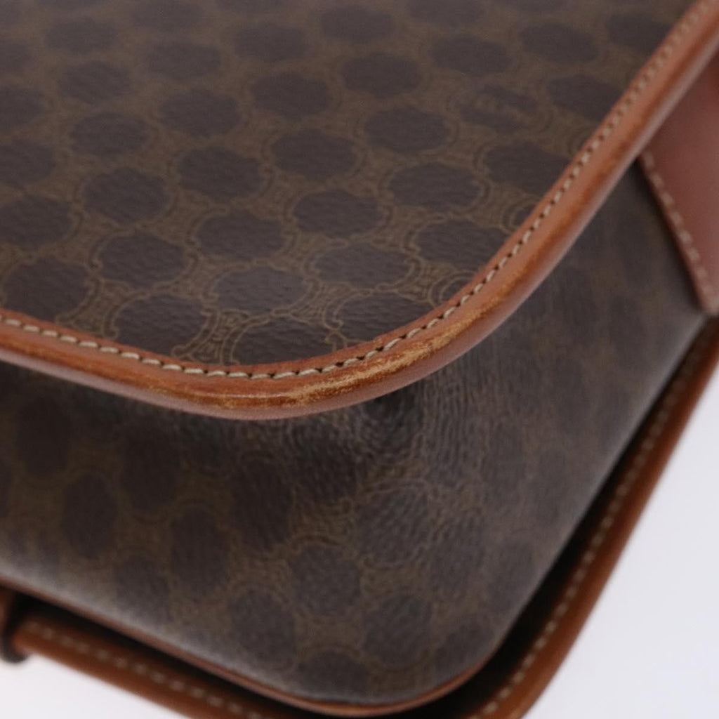 Celine Macadam Shoulder Bag Pvc Leather Brown Canvas Bag