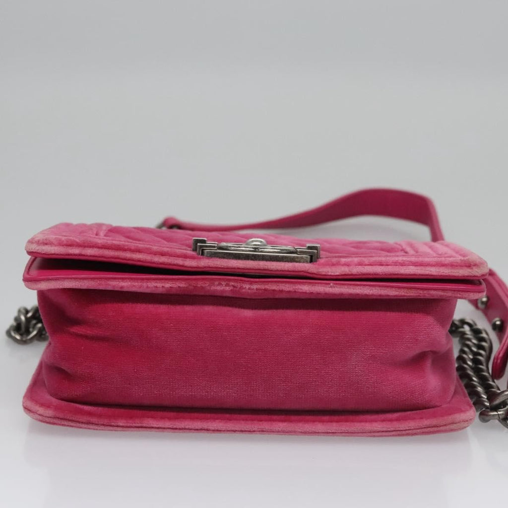 Chanel Boy Flap Bag Quilted Velvet Pink Velvet Shoulder Bag Bag