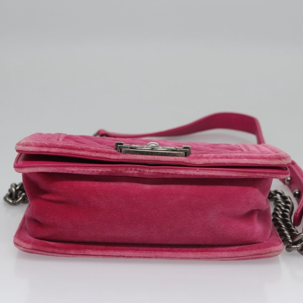 Chanel Boy Flap Bag Quilted Velvet Pink Velvet Shoulder Bag Bag