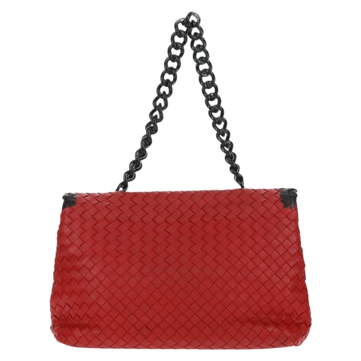 Bottega Veneta Glass Shoulder Bag Intrecciato Nappa With Snakeskin Red Leather Shoulder Bag Bag