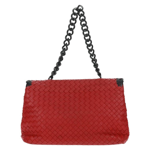 Bottega Veneta Glass Shoulder Bag Intrecciato Nappa With Snakeskin Red Leather Shoulder Bag Bag